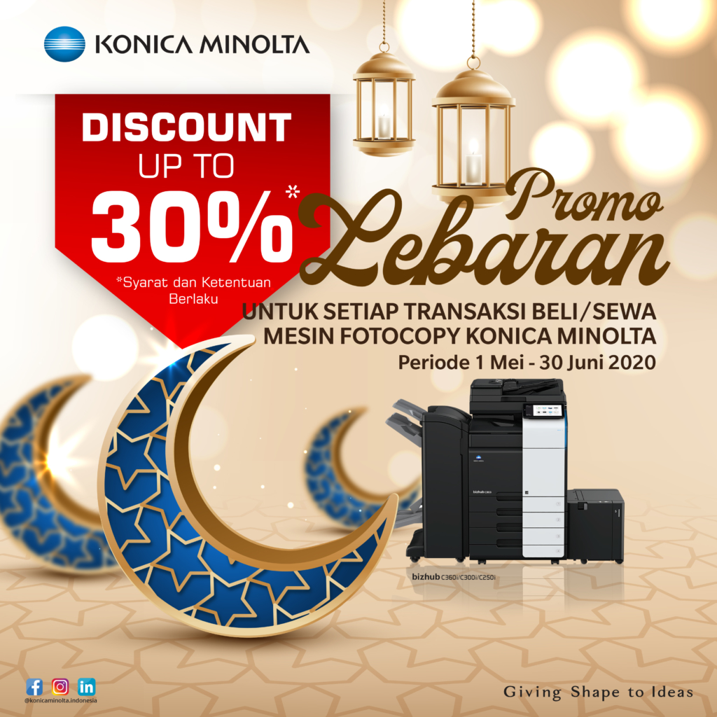 Promo Lebaran Untuk Setiap Transaksi Beli/Sewa Mesin Fotocopy Konica Minolta Periode 1 Mei - 30 Juni 2020